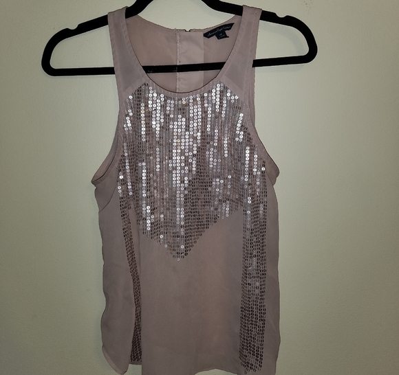 American Eagle Outfitters Tops - American Eagle Outfitters Beige Sequin Tank Top